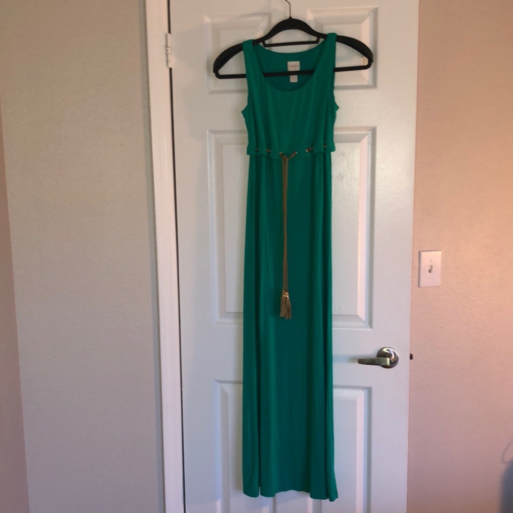 Chicos Long Maxi Dress Green Size 0 Petite